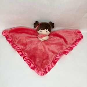 𝅺carter's Little Girl Pink Lovey Rattle Security Blanket Ruffle Satin Lined 14"